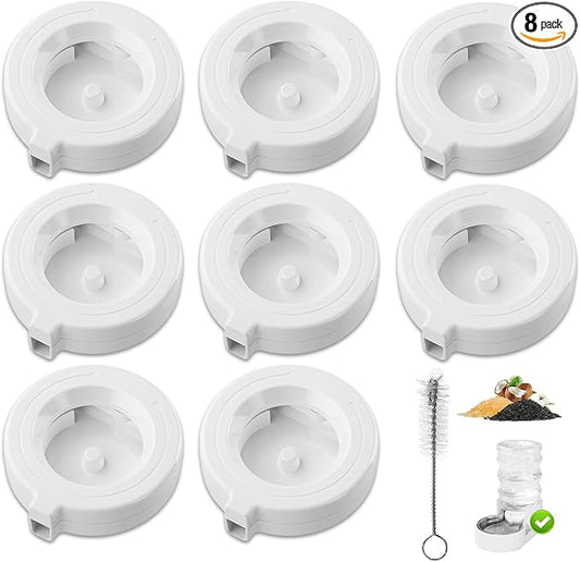 Pet Water Dispenser Replacement Filter, Filters for 3L/3.6L/4.6L/6L/8L Gravity Automatic Dog Water Fountain, Auto-Refill Pet Waterer Filter Replacement, 8 Filters with 1 Brush