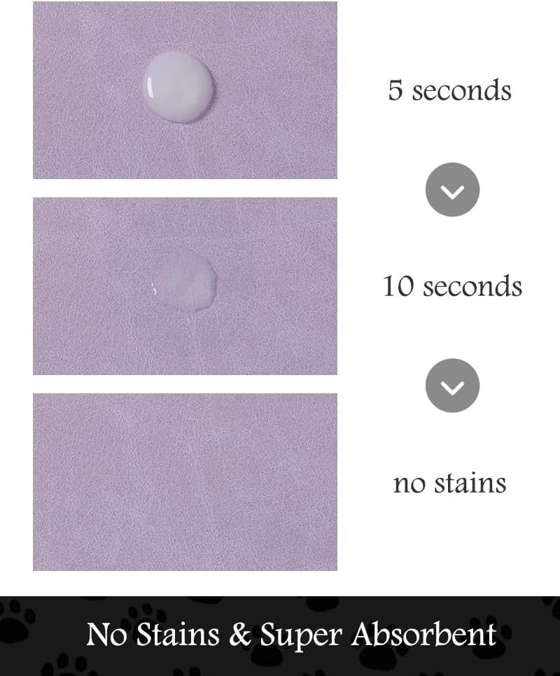 Pet Feeding Mat-Absorbent Dog Mat for Food and Water Bowl-No Stains Quick Dry Water Dispenser Mat-Dog Accessories Pet Supplies-Bowl for Messy Drinkers（Purple,17"x34"