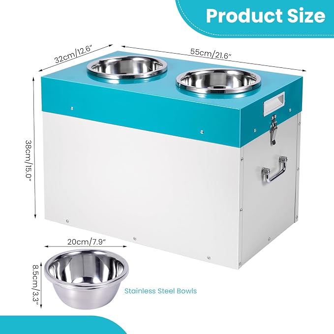 Elevated Dog Bowls with Storage Large Breed 15" H Raised Dog Bowl | 2 In 1 Pet Food Storage Container & Feeder, Galvanized Pet Feeder Feeding Station, Waterproof, Leak-proof, Holds Up To 45 Lbs