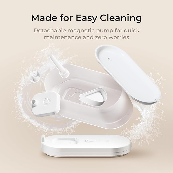 Petcube Pet Water Fountain | Automatic Wireless Water Fountain for Cats and Dogs with Ceramic Bowl, Easy to Clean, 4-Layer Filtration, in-App Filter Control, LED Light, Quiet Pump, Battery Operated