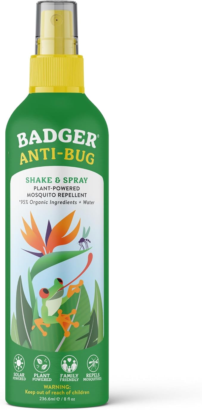 Badger Bug Spray, Large Family Size All Natural Mosquito Repellent w/Organic Essential Oils, Deet-Free Plant Based Insect Repellent, Vegan 8 fl oz