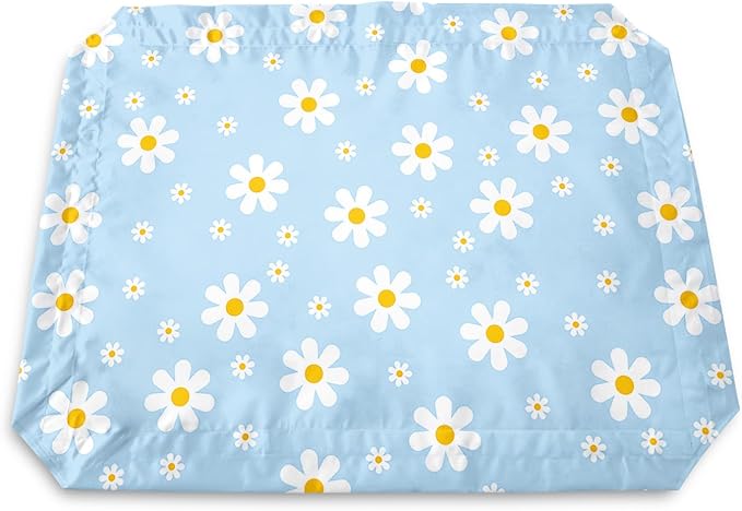 Blue Daisy Pattern Orthopedic Elevated Dog Pet Bed(47"X31"X9"),with Metal Frame,Printing Breathable Waterproof Dog Kennel,Sleeping Bed Set for Small Medium Large Dogs Cats,for Home,Outdoor Use