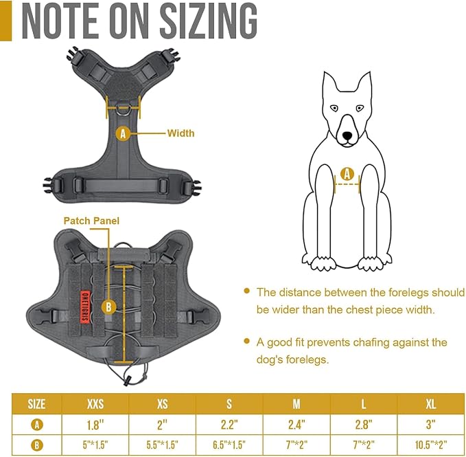 OneTigris Tactical Dog Harness Vest No-Pull Service Dog Vest for Large Dogs | 1000D Pullable Nylon, with Control Handle and Hook & Loop Panels, Easy On & Off, Adjustable for Walking Training Gray L