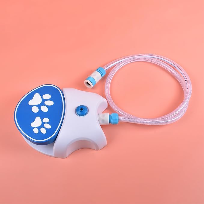 Dog Water Fountain Step On, Activated Drinking Pet Dispenser, Outdoor Dog Sprinkler with Long Hose for Large Dogs Play Summer Outside, Easy to Use