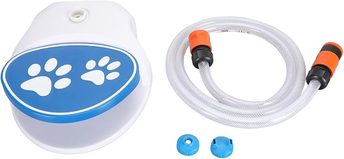 Luqeeg Dog Water Fountain, Provides Fresh Water Pets Splash Pad Sprinkler Drinking Doggy Fountain with Large Pedal Hydration Dispenser Step On Activated for Outdoor Activities