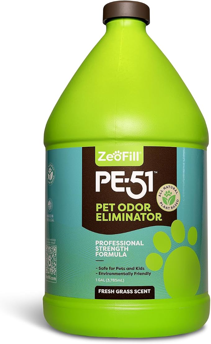 ZEOFILL PE-51 Pet Urine Odor Eliminator - Professional Pet Urine Enzyme Cleaner - Pet, Turf & Yard Smell Remover, Cat & Dog Pee Deodorizer Spray, Outdoor Use Natural Eco-Friendly Enzymes, 1 Gallon