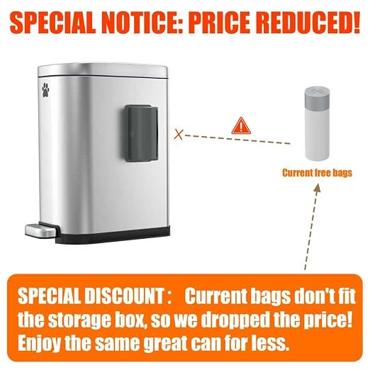 Dog Poop Trash Can Outside with Odor Control Lid & Step Pedal, 3.2Gal Stainless Steel Outdoor Trash Can, Waterproof Dog Waste Container Station - Includes Carbon Filters & Paw Stickers