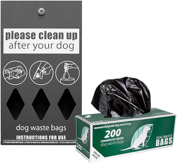 Zero Waste USA - Aluminum Roll Bag Dog Waste Dispenser, Matte Black | Rust-proof aluminum roll bag dispenser for 8" x 13" bags, includes 400 bags, locking door, 25% more storage capacity