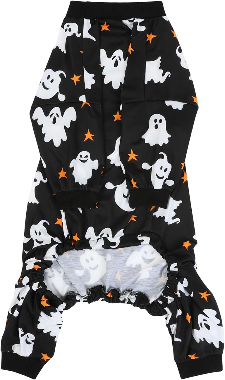 HDE Dog Pajamas One Piece Jumpsuit Lightweight Dog PJs Shirt for M-3XL Dogs Ghostly Stars - XL