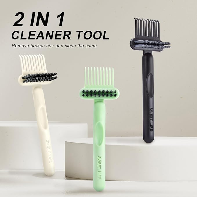 Hair Brush Comb Cleaning Tool Comb,2-in-1 Hair Brush Cleaner Tool, Portable Remover Rake for Removing Hair Dust, Home and Salon Use (Green)