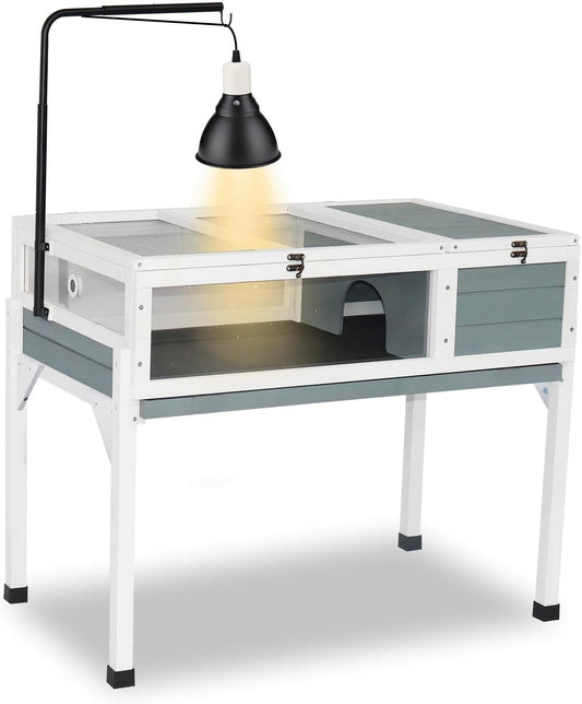 Tortoise Habitat Enclosure Turtle House Indoor Reptile Cage with Hygrothermograph Adjustable Lam Stand