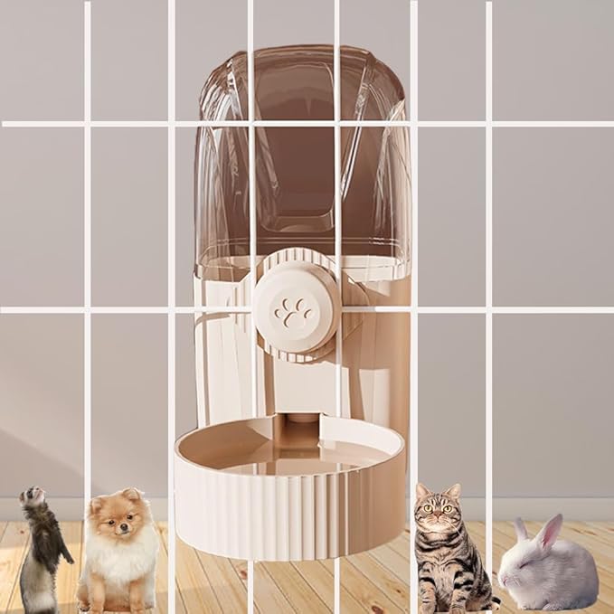 Hanging Cage Automatic Pet Food Water Dispenser 34oz, Large Capacity Feeder Gravity Refill Food and Siphon Suction Water Set for Dog Cat Rabbit Chinchilla and Ferret (Water Dispenser)