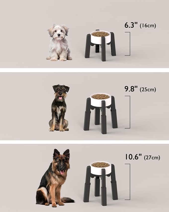 Dog Bowl Stand with Adjustable Height and Width [Stand Only] | Elevated Pet Water & Food Bowl for Medium Dogs, Stable and Anti-Slip Raised Bowl