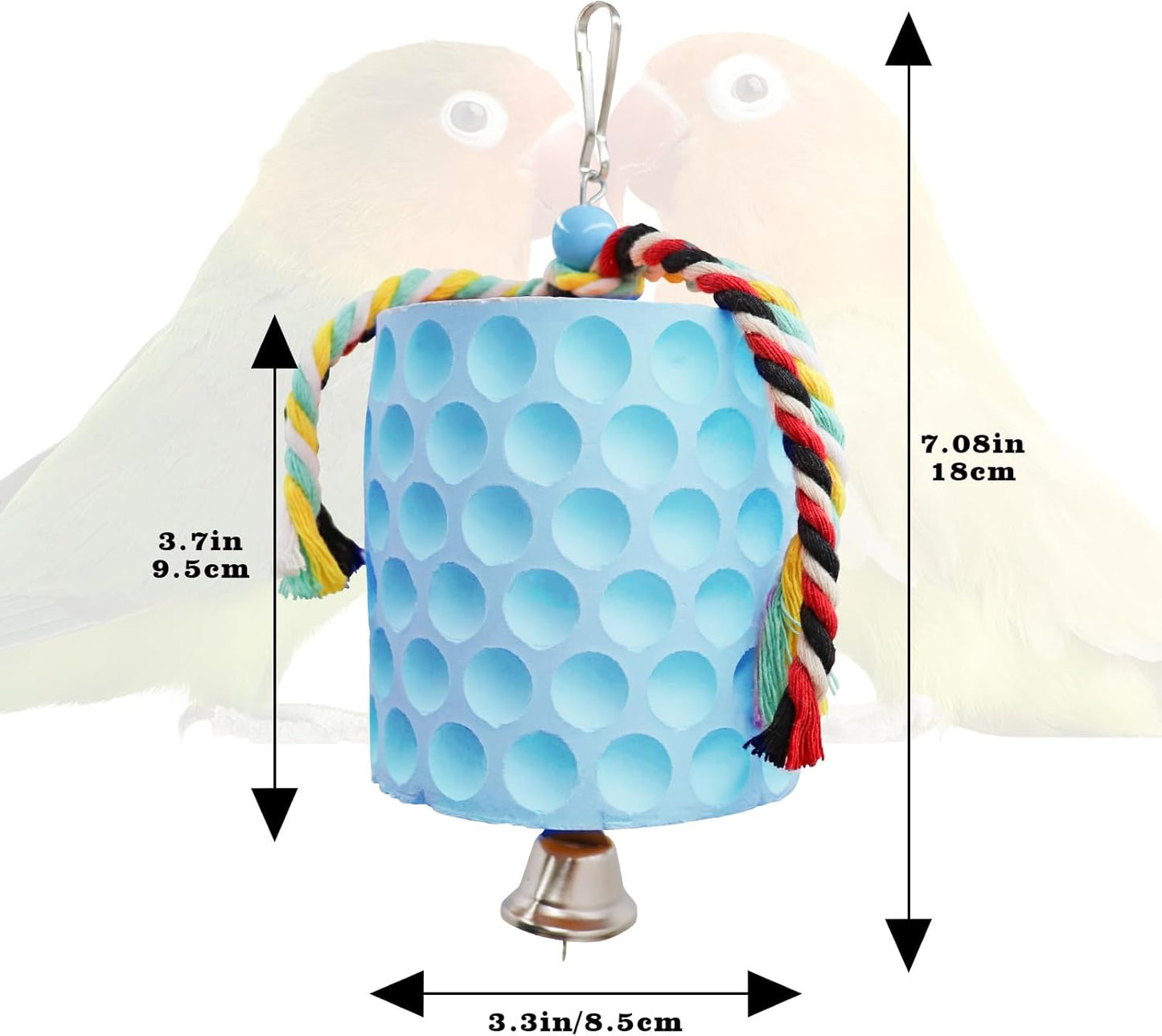 Extra Large Bird Chewing Toy, Parrot Beak Grinding Calcium Stone with Bells, Bird Cage Accessories, Cage Toys for Cockatiel Parakeet Parrot Budgies Rat Hamster Chinchilla Rabbit Bunny African Grey