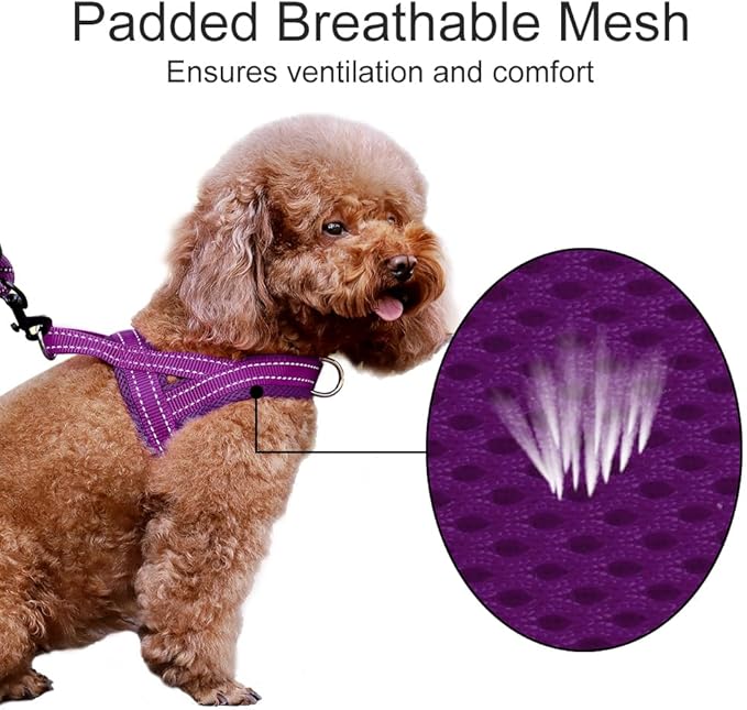 Plutus Pet No Pull Dog Harness for Large Dogs, Breathable Mesh Padded | Adjustable Reflective with Handle, Escape Proof, Quick Fit Pet Vest, Front Clip, for Training and Walking, Purple, L