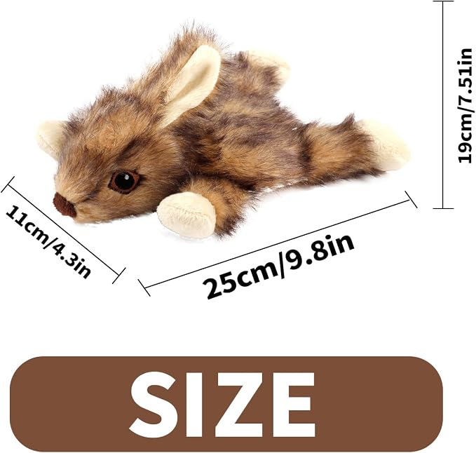ALL FOR PAWS Orel Rabbit Squeaky Dog Toy, Flat Plush Bunny Dog Toy with Large Built-in Squeaker, Interactive Plush Chew Toy for Small Medium Large Dogs, 9.8 x 7.5 x 4.3 in