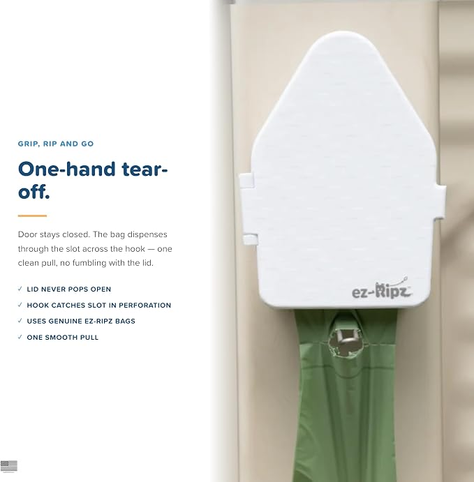Indoor/Outdoor Dog Poop Bag Dispenser Wall Mount (White), Includes 3 Sample Rolls of Waste Bags, Easy Setup Dog Poop Station