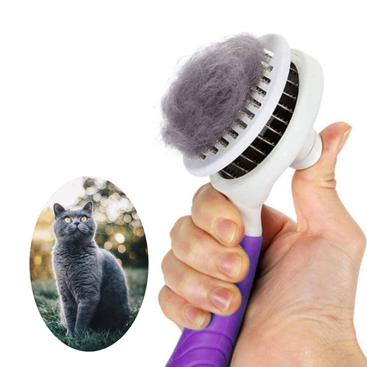 Cat Self Cleaning Slicker Brush, Pets Skin Friendly Grooming Brushes for Shedding Dogs Cats Hair Easy to Remove Loose Undercoat with Long or Short Hairs Pet Massage Tool for All Hair Type- UPGRADED