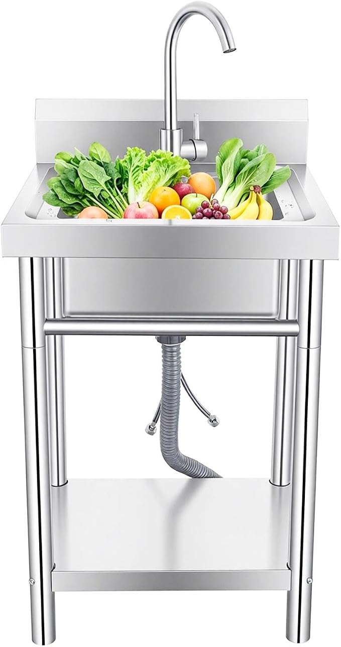 Compact Utility Sink, Stainless Laundry Tub, Small Wash Basin for Bathroom, Home