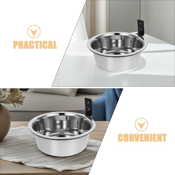 Elevated Dog Bowls Wall Mounted Feeding Station Stainless Steel Raised Pet Food and Water Bowls 8-inch Set of 2 for Indoor and Outdoor Use