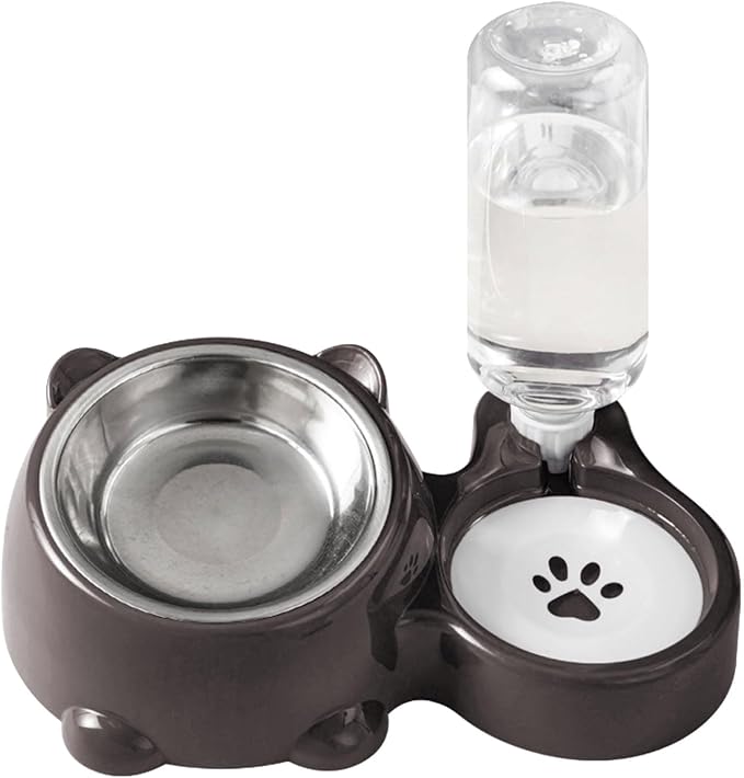 Elevated Removable Pet Feeders, Outdoor Cats Feeding Station, Purpose Food & Water Bowl Combo, Leak & Spill Resis-tant Stainless Steel Bowls, Easy Cleans Space Saving for Cats Dogs