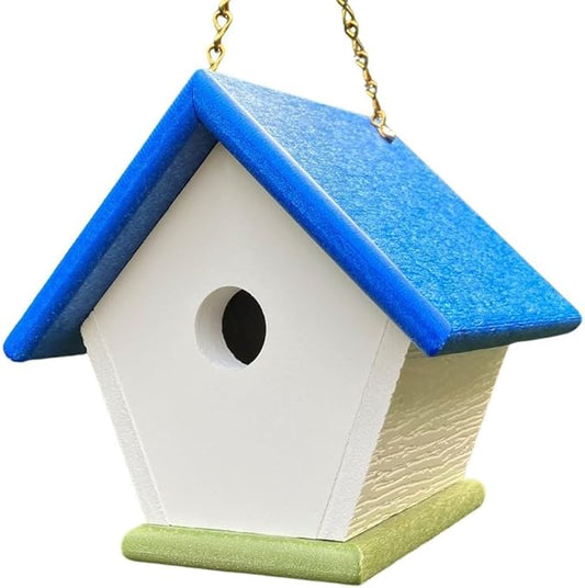HomePro Garden Hanging Wren House: Brilliant Blue and Green Poly Lumber Bird House