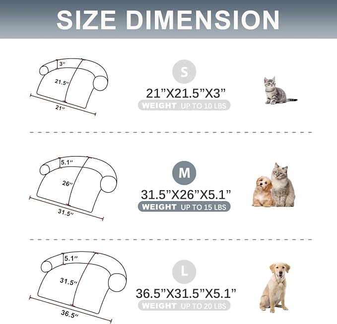 Calming Dogs/Cats Bed Mats, Dog Pad Washable Removable Couch Cover, Plush Long Fur Mat for Pets, Waterproof Lining, Perfect for Small, Medium and Large Dogs and Cats (Gradient Gray, M)
