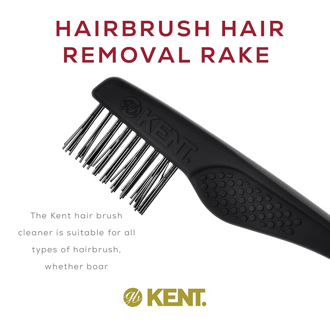 Kent Hair Brush Cleaning Tool and Hairbrush Cleaner Rake for Brush Hair Remover, for Removing Hairs and Dandruff from Brushes, Combs and Grooming Tools