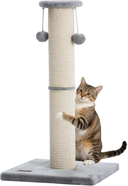 34" Cat Scratching Post 34 with Replaceable Sisal Scratcher | Tall Cat Scratch Post for Indoor Cats adults, Sturdy and Durable Large Scratching Post, Vertical Cat Post with Hanging Balls
