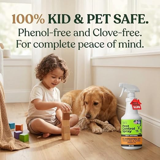 Nature’s Dome Pest Control Spray 32 Oz | Natural Ant Killer & Bug Spray for Indoor & Outdoor Use | Eco-Friendly Bug Spray for Flea, Ticks, Ant & Mosquitos | Safe for Pets and Kids