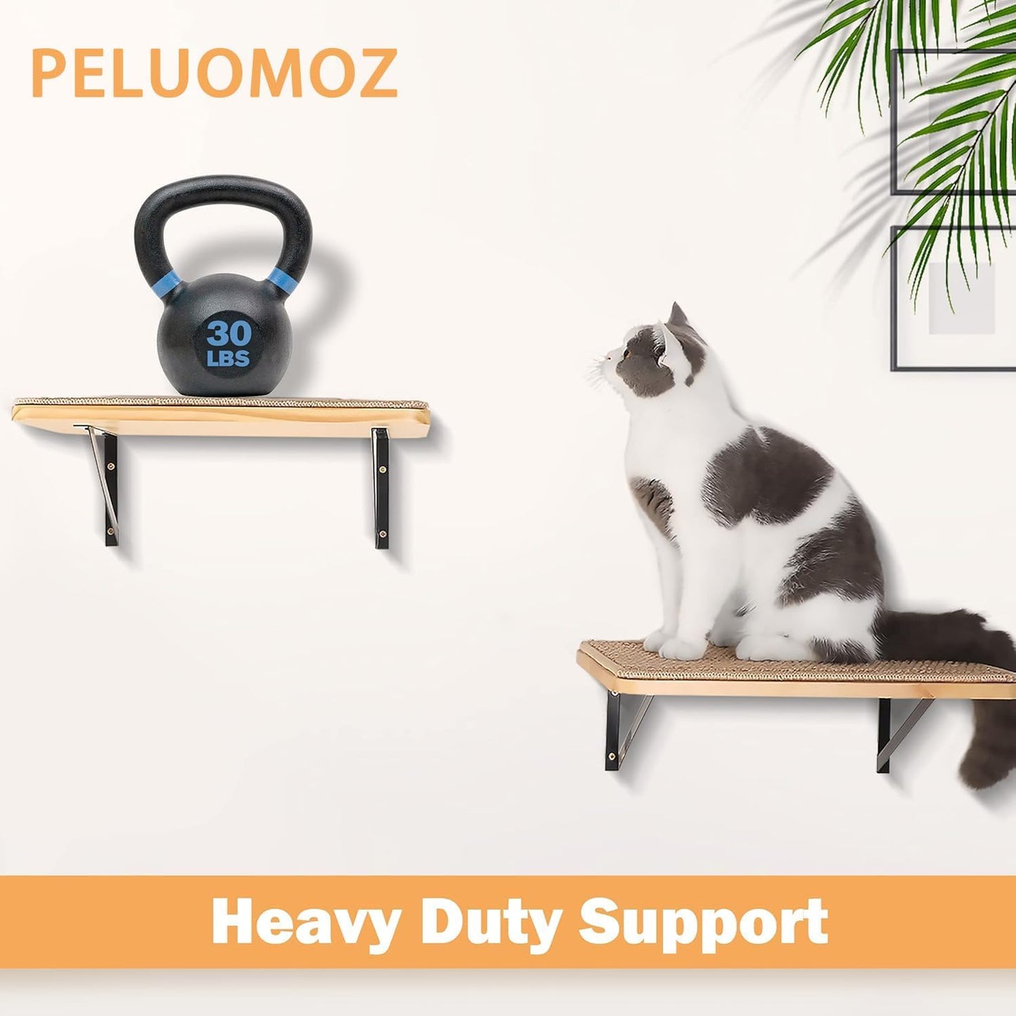 2PCS Cat Wall Shelves with Scratching Mat, 16.6x9.7 Inch Large Cat Wall Hammock Cats Furniture Shelf Window Perch Wall Mounted Beds for Household Pets Sleeping, Playing, Climbing