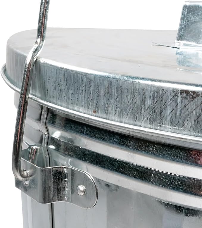 Mytee Products 4 Pack Galvanized Trash Can w/Lid Ideal for Trailers - 6 Gallon Steel Mounted Small Outdoor Garbage Can for Home, Office, Bathroom, Kitchen - Fire and Heat Resistant