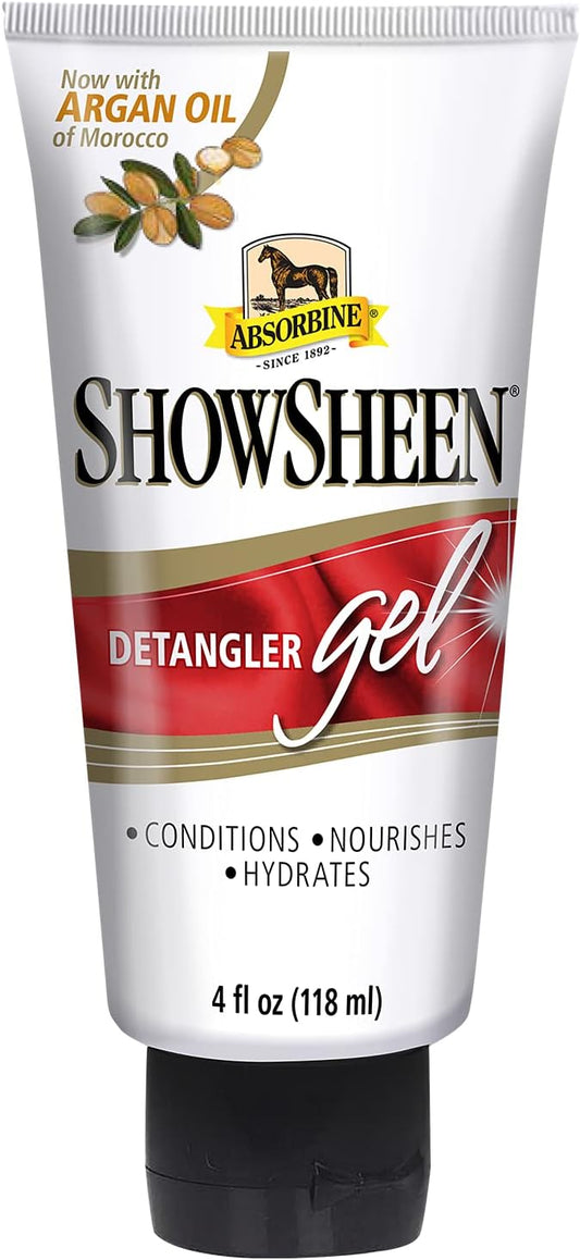 Absorbine ShowSheen Detangler Gel for Coat, Mane & Tail, Moroccan Argan Oil, Tackles Toughest Knots on Horses, Dogs & Livestock, 4oz