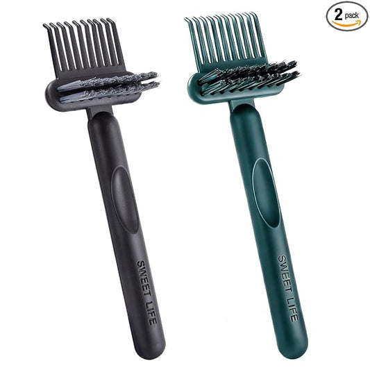 2 Pack Hair Brush Cleaning Tool, 2-in-1 Cleaner Tool, Portable Cleaning Tool Set for Brush Comb Keyboard, Remover Rake for Removing Hair Dust, Home and Salon Use(Black&Green)
