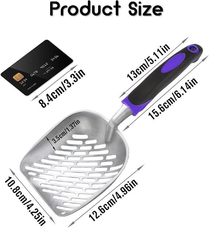 Cat Litter Scoop -Metal Cat Litter Scoop-Upgrade Sturdy Mesh Scooper - Mesh Shovel-Easy to Clean - Suitable for Cat Litter Box -Purple-More