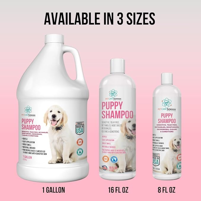 PET CARE Sciences 16 fl oz Tearless Puppy Shampoo and Conditioner - Anti Itch Dog Shampoo Sensitive Skin - Coconut Oil Oatmeal Pet Shampoo for Puppies, Made in The USA