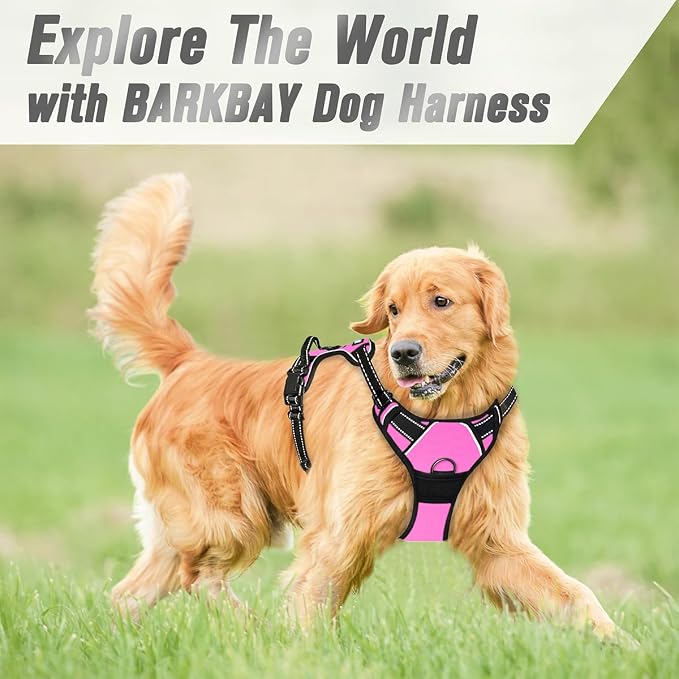 BARKBAY Dog Harness No Pull for Small Sized Dog Front Back Clips,Dog Vest | Soft Padded No Choke With Handle,Easy On&Off,Adjustable Reflective For Walking Training Running(Pink,S)