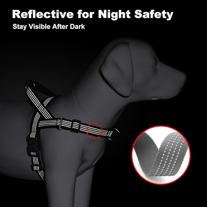 No Pull Dog Harness with Handle, Adjustable Soft Mesh Padded Vest | Reflective Walking Harness with Front Clip for Small Medium Large Dogs, Quick Fit No Escape for Training, Gray. S