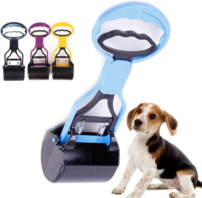 Pet Pooper Scooper for Large & Small Dogs,Pet Waste Removal,Jaw Claw Bin for Grass and Gravel,Heavy Duty Dog Waste Cleaner,Easy to Use for Grass, Dirt, Gravel Pick Up,Blue
