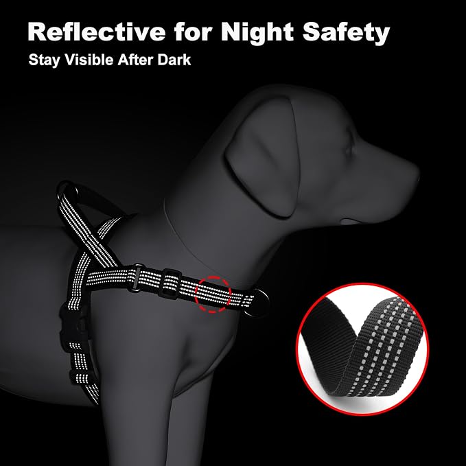 No Pull Dog Harness with Handle, Adjustable Soft Mesh Padded Vest | Reflective Walking Harness with Front Clip for Small Medium Large Dogs, Quick Fit No Escape for Training, Black, XS