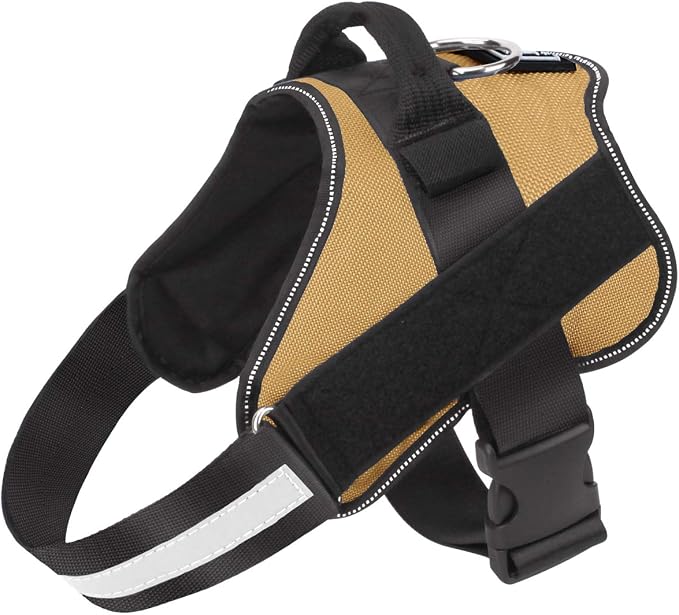 Dog Harness, No-Pull Reflective Dog Vest, Breathable Adjustable Pet Harness with Handle for Outdoor Walking - No More Pulling, Tugging or Choking (Army Yellow, XS)