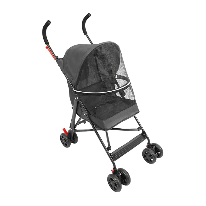 Pet Stroller for Small Medium Dogs Cats up to 22 lbs, Lightweight Foldable Dog Stroller with 360° Wheels & Brakes, Safety Tether, Breathable Mesh, Removable Washable Cushion