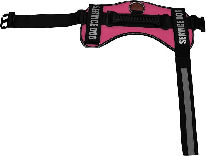 Service Dog Vest Harness – Reflective Service Animal Vest, No-Pull Harness with Handle & Mesh Padding – Sizes XXS-XL for Puppies – 2 Removable Service Patches Included (Small, Pink)