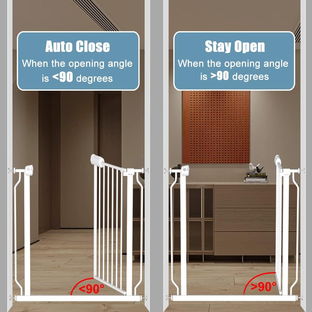 Extra Wide Baby Gates 48-53 Inch Child Dog Pet Gate Indoor Adjustable Safety Child Gates for House Doorway Stairs Banister Walk Through Doggie White