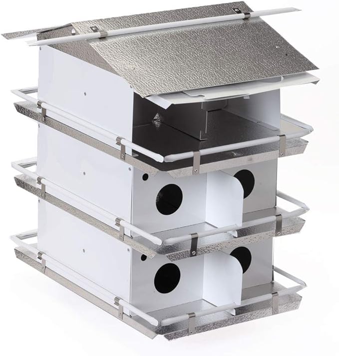 Birds Choice Purple Martin Bird House - Coates Original Bird House Design, 3 Floors / 12 Rooms, Assembly Required, Medium, White/Grey