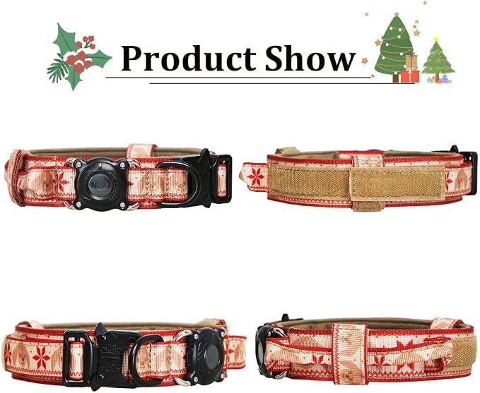 AirTag Dog Collar for Large Dogs Tactical Dog Collar with AirTag Holder | Upgrade Waterproof,Control Handle,Quick-Release Metal Buckle,1000D Nylon Fabric,Soft-Padded Webbing,Velcro Patch,XL