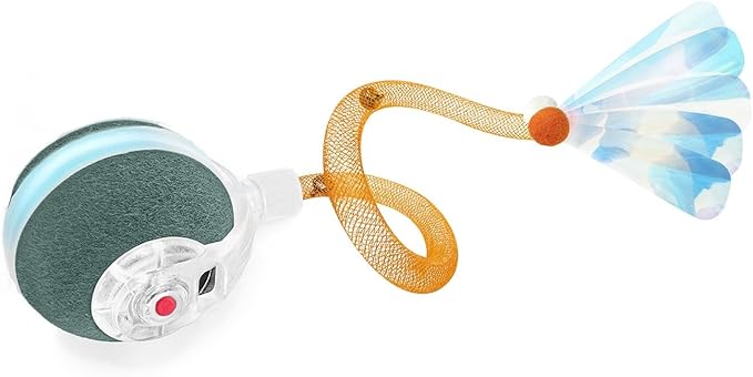 Interactive Cat Toys for Indoor Cats,The 3rd Generation Agile Moving Cat Ball with Elastic Mesh Tail,Automatic Kitten Toys for Bored Indoor Cats (Dark Green)