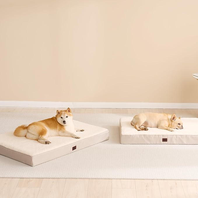 EHEYCIGA Orthopedic Dog Bed Large with Removable Washable Cover, 36IN Camel | Egg Crate Foam Support, Durable Oxford fabric, Non-Slip Bottom, Machine Washable, Soft Waterproof Plush Pet Bed Mat For Crate