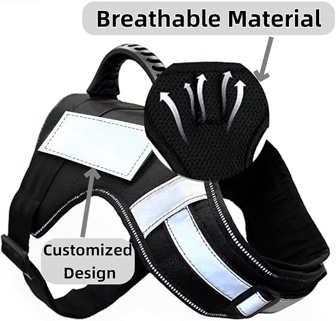 No Pull Service Dog Vest Harness (XXL) with Soft Handle and Reflective Stripe for Service Dogs Adjustable Padded Vest with Removable Reflective Patches for Medium and Large Dogs