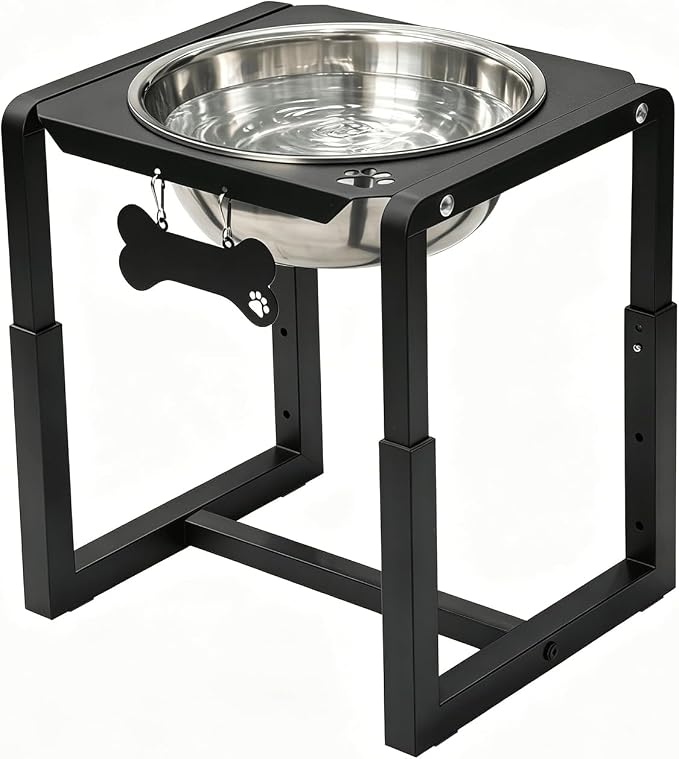 Metal Elevated Dog Bowls, Raised Dog Bowls for Medium/Large Breeds with One 111oz Stainless Steel Water Bowls, 3 Adjustable Height (8.8"/11.5"/14") Dog Bowl Stand Protect Neck & Joints